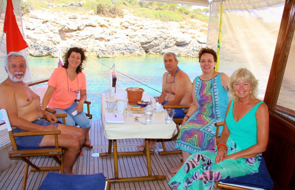 Our Lovely Yacht Neighbours Ridvan, Oya, Umran & Sirri Come and Join us For Coffee Late Morning