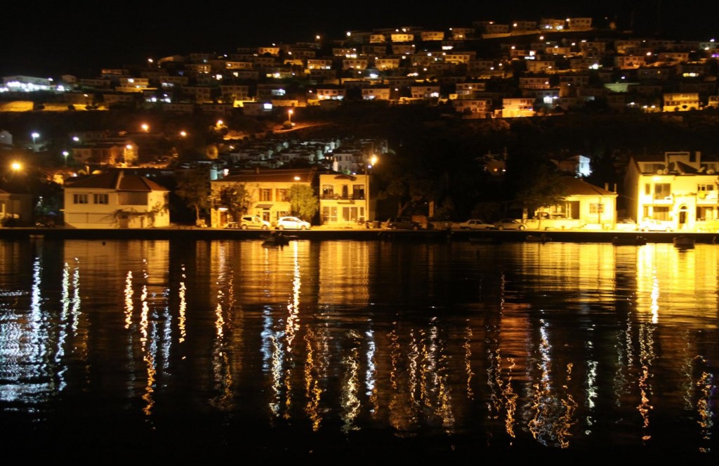 The Houses on the Hillside in Foca by Night