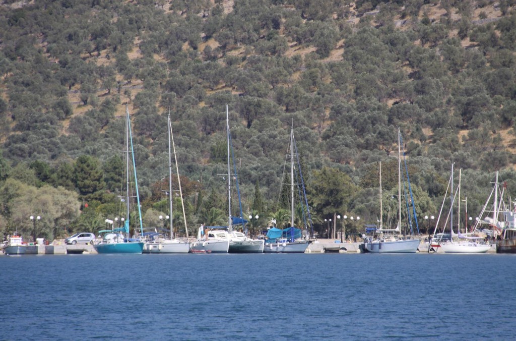 A Flotilla of Yachts Moored Along the Pier At Skala Loutra Port