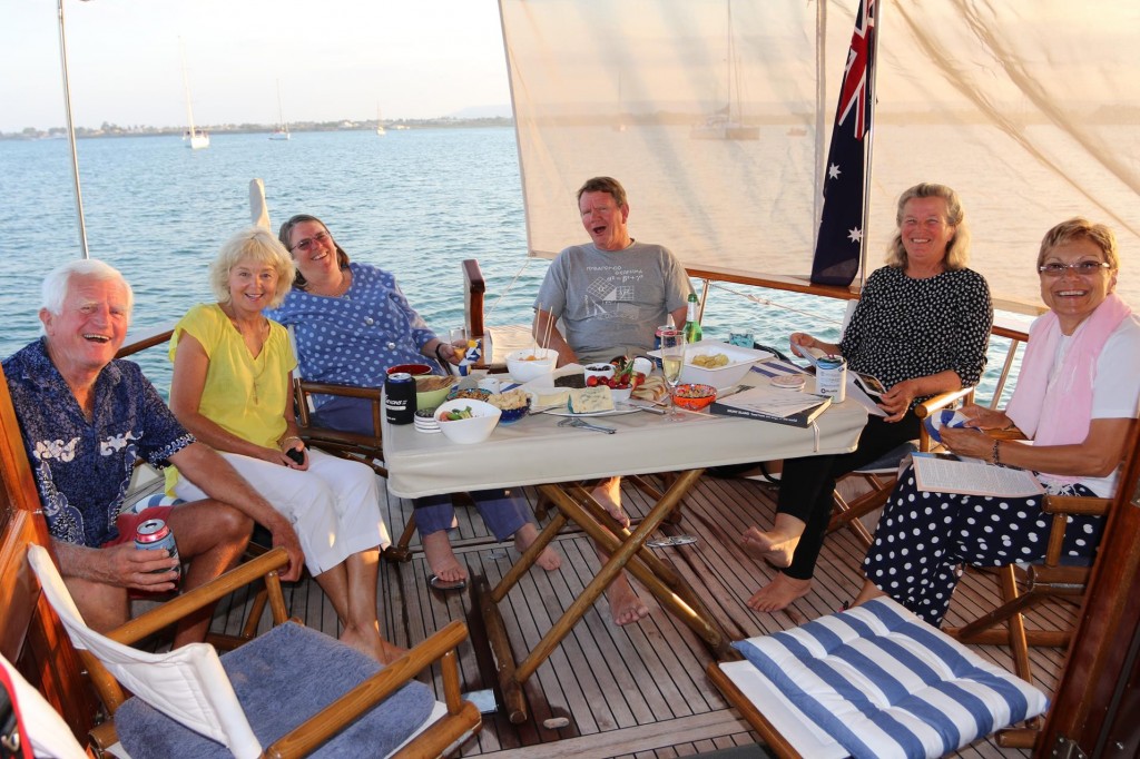 Drinks tonight aboard our boat 'Tangaroa'