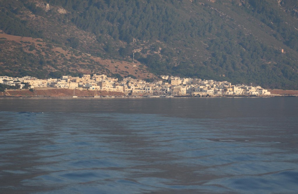 The main town  of Marettimo lies in the middle of the east coast of the island