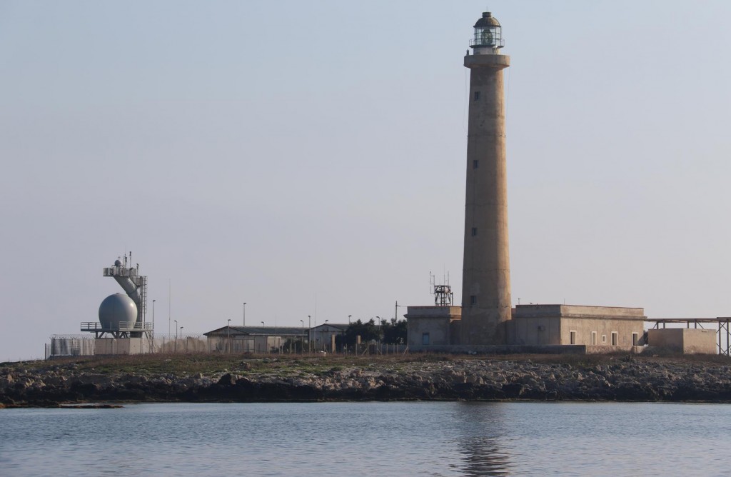 The lighthouse at Porta Sottile on the west coast of Favignana Island