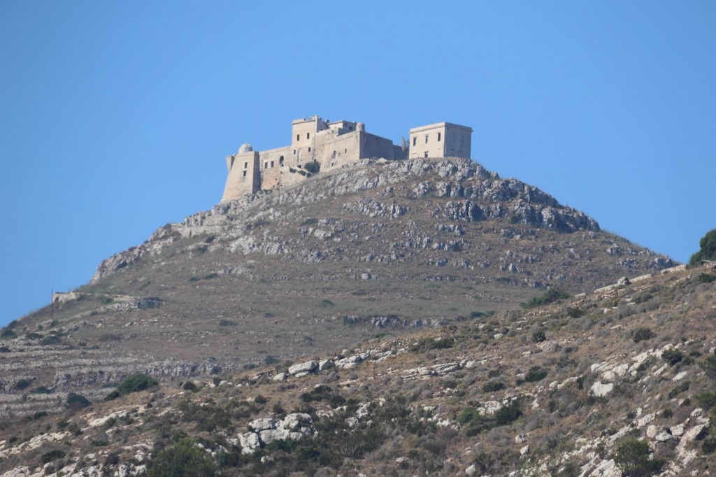 The Argonese fort on Mount Grossa  is quite conspicuious from the main town in Favignana