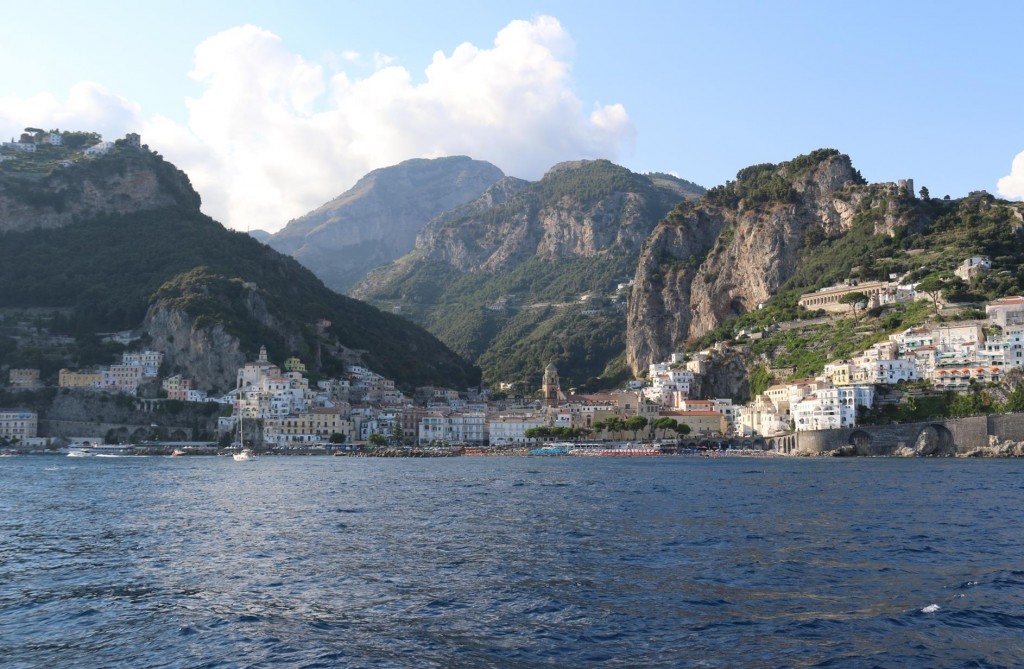 The town of Amalfi, our destination comes into sight