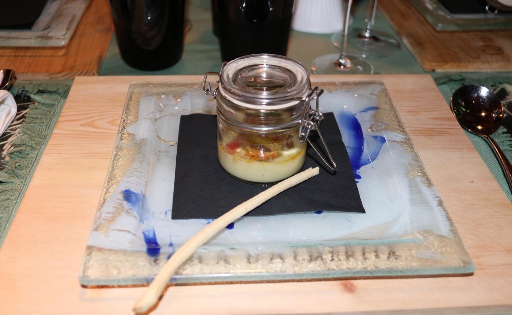 A complimentary starter arrived in a jar