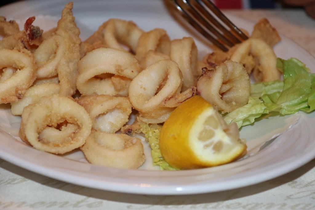 The fried calamari were tender and delicious