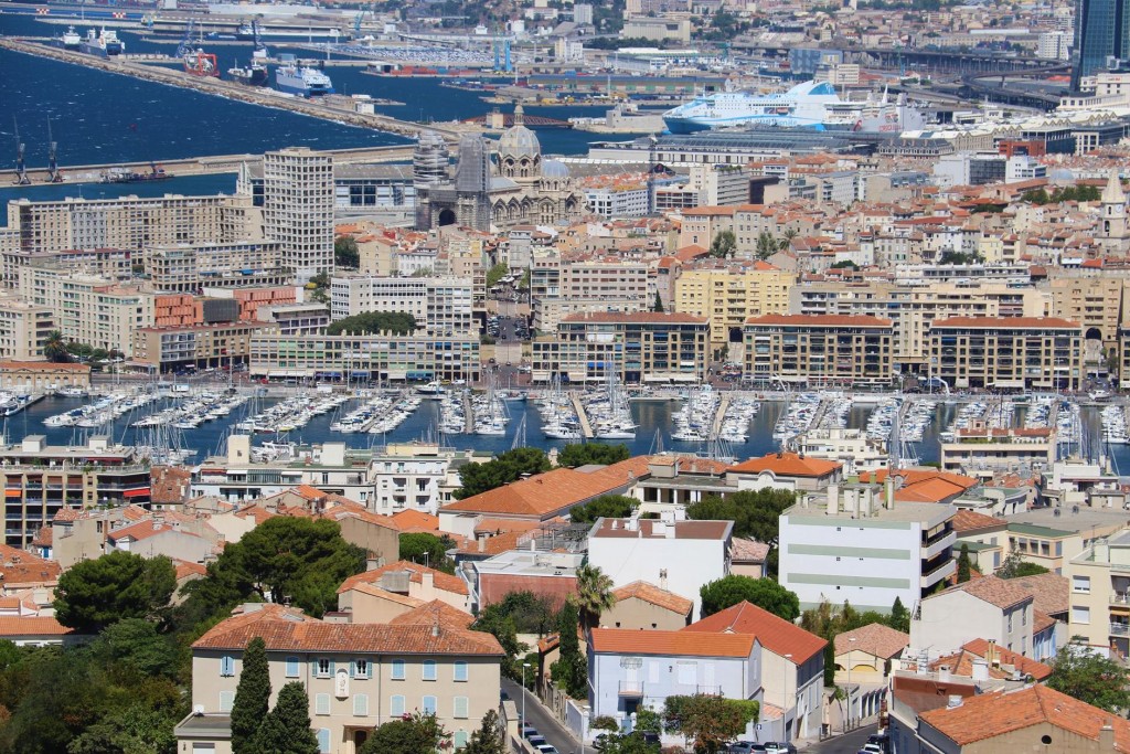 From the distance it shows the incredible number of boats in the Vieux Port harbour